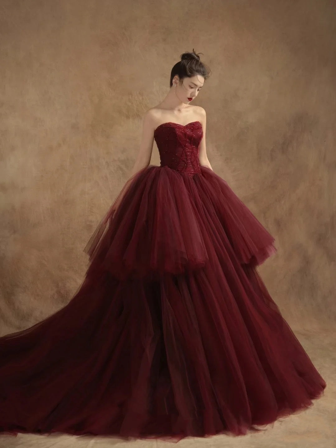 Ball Gowns Off The Shoulder Tulle Red Sweet 16 Dress