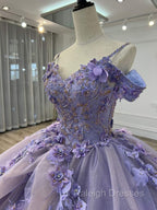 Ball Gowns Organza Off-the-Shoulder Lavender Quinceanera Dress