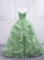 Green/Blue Long Shiny Elegant Spaghetti Straps Long Ruffled Organza Ball Gown Evening Dress Quinceanera Dress