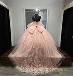 Ball-Gown Pink Tulle Sweetheart Sleeveless Quinceanera Dresses with Bow