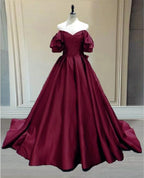Ball Gowns Princess Satin Off The Shoulder Prom Dress