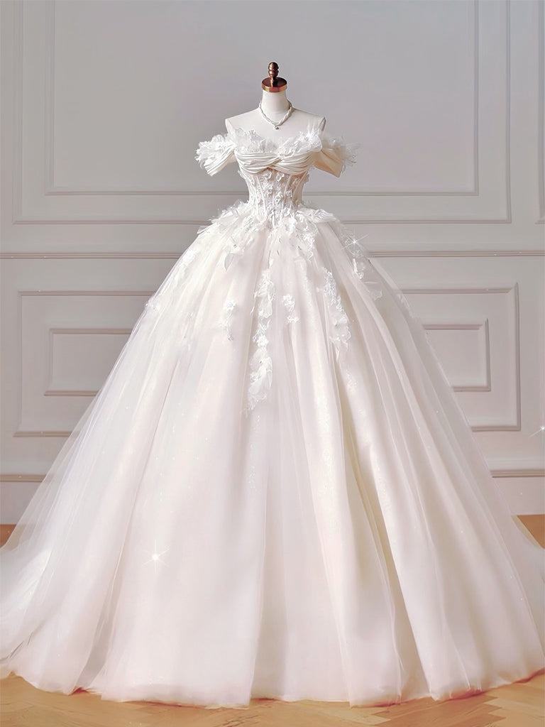 Ball-Gown/Princess Sweetheart Floor-Length Tulle Formal Prom Dress With Sequins Appliques Lace Beading Main image