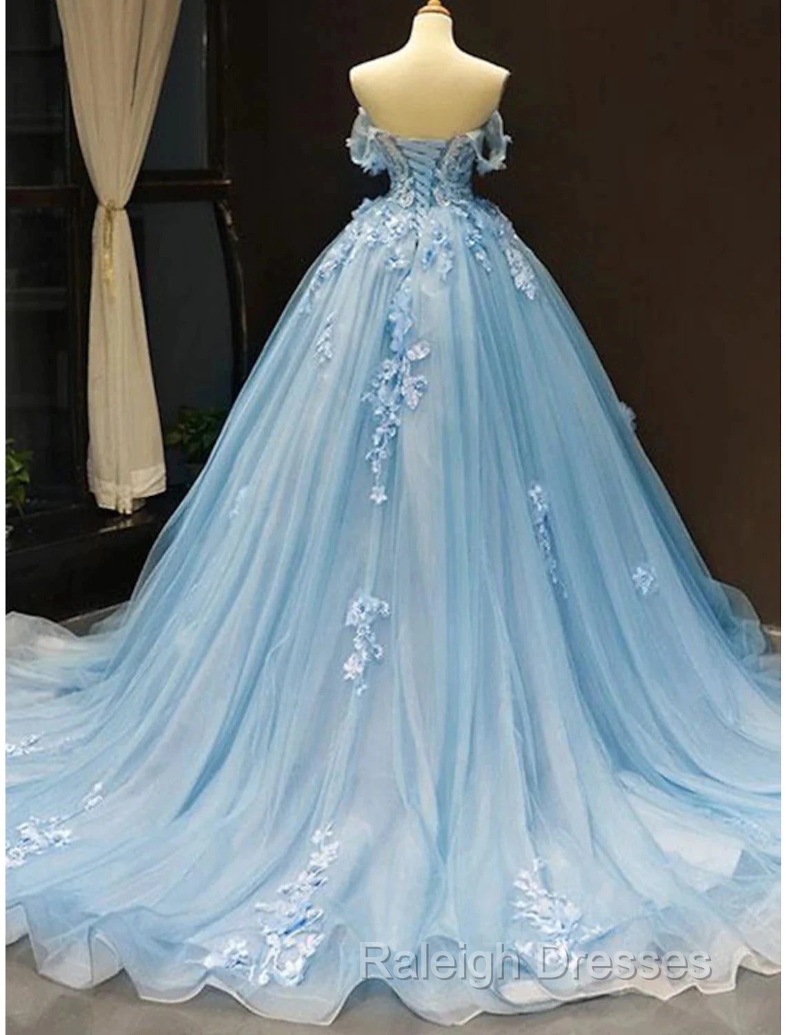 Ball Gown Prom Dress Floral Dresses Quinceanera Court Train Short Sleeve Sweetheart Lace With Pleats Appliques Secondary image