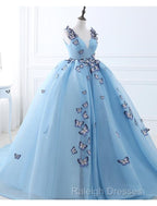 Ball Gown Prom Dresses Luxurious Dress Engagement Court Train Sleeveless V Neck Tulle With Pleats Appliques 2