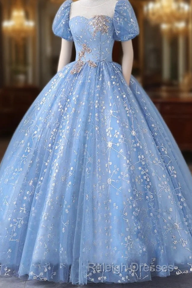 Ball Gown Quinceanera Dress Princess Dresses Performance Sweet 16 Floor Length Short Sleeve Square Neck Polyester With Pearls Appliques