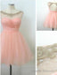 Ball Gown Round Neckline Pink Mini Homecoming Dress, Short Pink Prom Dress, Short Pink Formal Dress, Graduation Dress