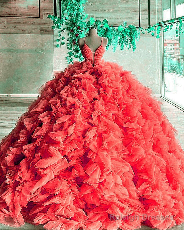 Ball Gowns Ruffles Dress Spaghetti Straps