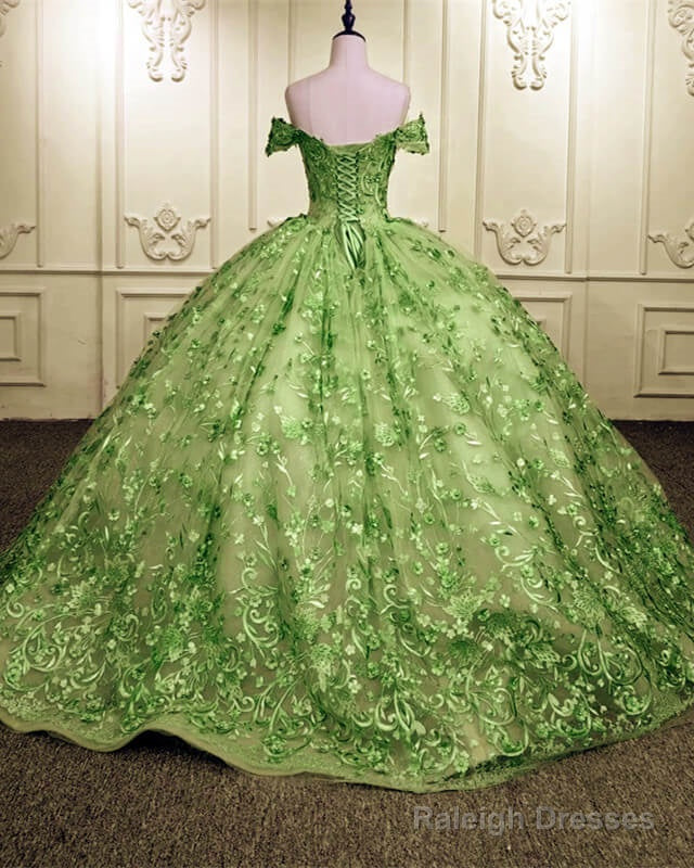 Ball Gown Sage Lace Overlay Dress Secondary image