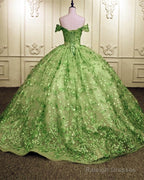 Ball Gown Sage Lace Overlay Dress