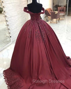 Ball Gown Satin Dress Off The Shoulder Lace Appliques