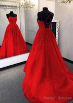 Ball Gown Scoop Neck Long Dress Floor Length Tulle Prom Dress