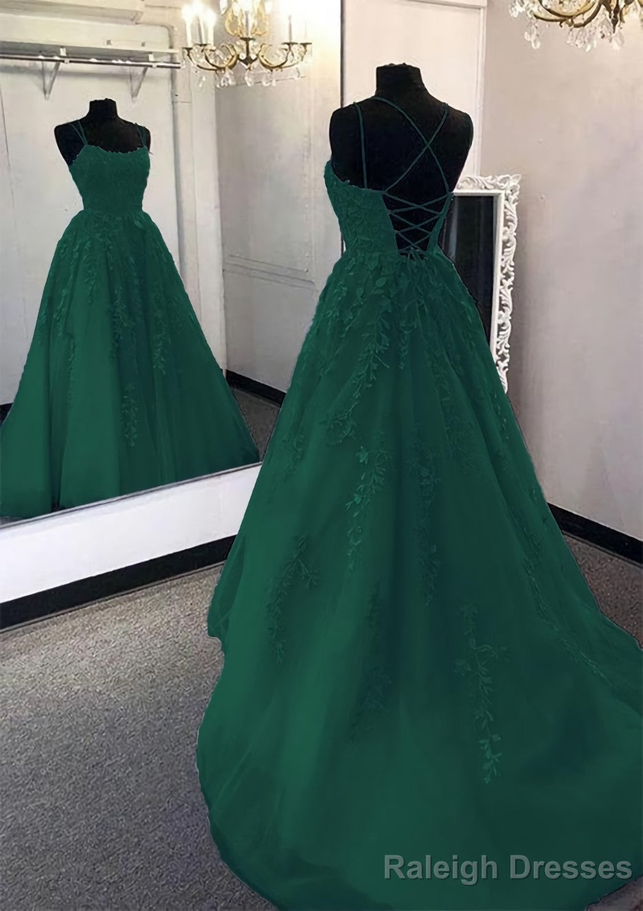 Ball Gown Scoop Neck Long Dress Floor Length Tulle Prom Dress Main image