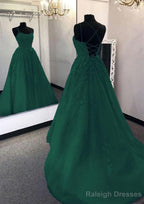 Ball Gown Scoop Neck Long Dress Floor Length Tulle Prom Dress