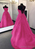 Ball Gown Scoop Neck Long/Floor-Length Tulle Prom Dresses
