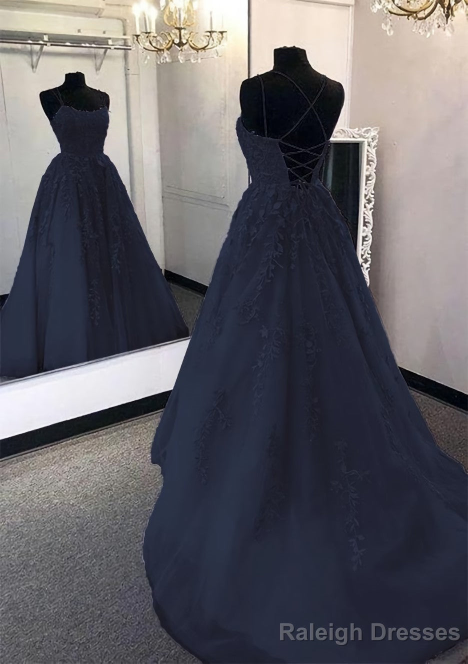 Ball Gown Scoop Neck Long Dress Floor Length Tulle Prom Dress