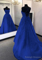 Ball Gown Scoop Neck Long/Floor-Length Tulle Prom Dresses