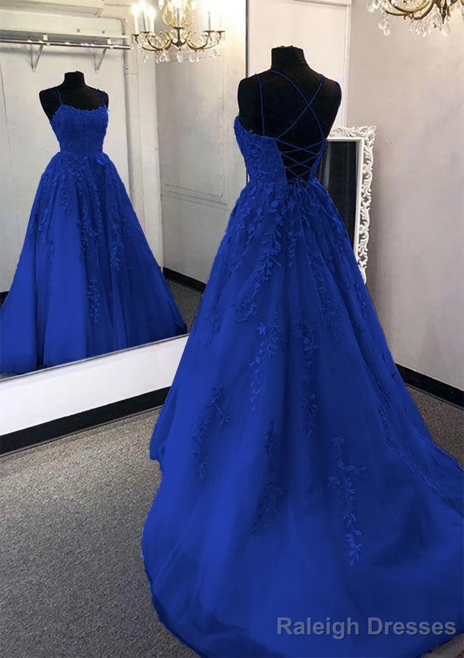 Ball Gown Scoop Neck Long Dress Floor Length Tulle Prom Dress
