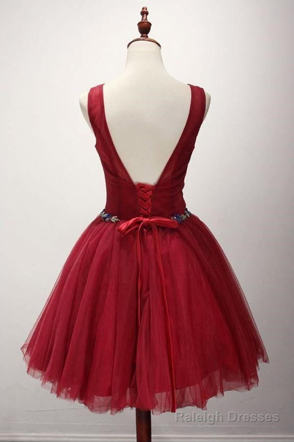 Ball Gowns Scoop Neck Short Tulle Homecoming Dresses With Beading Secondary image