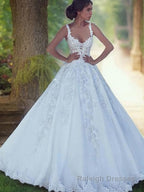 Ball Gowns Scoop Sweep Train Satin Wedding Dresses
