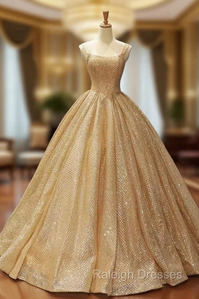 Ball Gown Sequins Gold Quinceanera Dress Sweet 16 Dresses With Pocket Main image