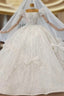 Ball Gown Sequins Square Puff Sleeve Bow Wedding Dress
