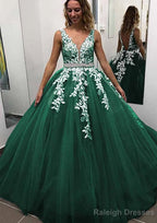 Ball Gown Sleeveless Long Dress Floor Length Tulle Prom Dress With Lace Appliqued Beading