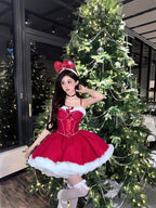 Ball Gown Spaghetti Straps Red Christmas Dress Birthday Dresses Birthday Outfits