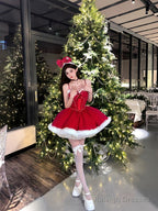 Ball Gowns Spaghetti Straps Red Christmas Dresses Birthday Dress Birthday Outfits
