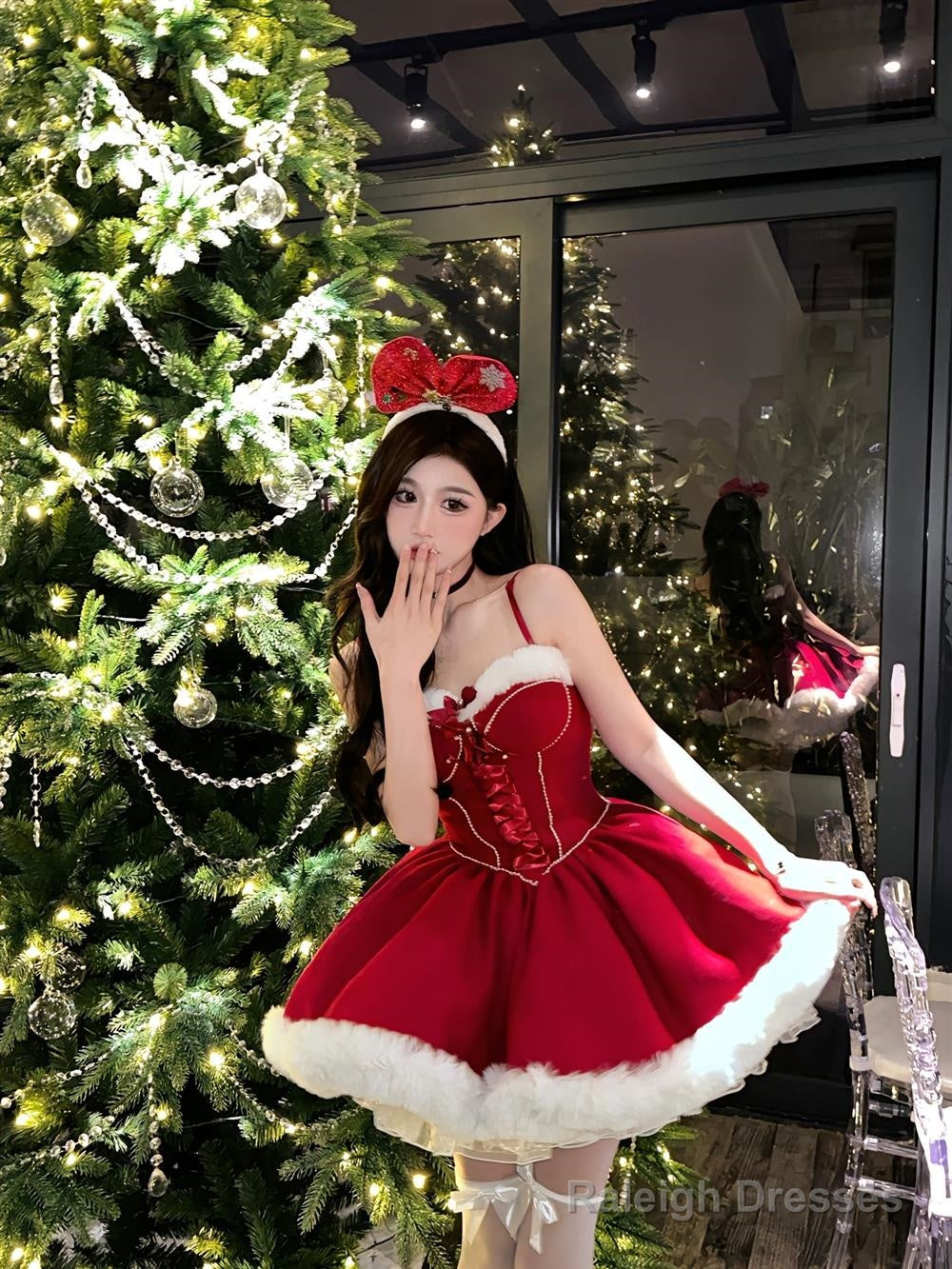 Ball Gown Spaghetti Straps Red Christmas Dress Birthday Dresses Birthday Outfits