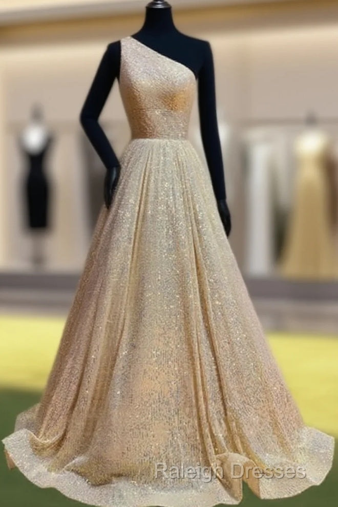 Ball Gown Sparkly One Shoulder Sequin Dress Main image