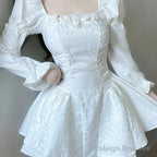 Ball Gown Square Neckline White Lace Holiday Dress Birthday Dresses Birthday Outfits