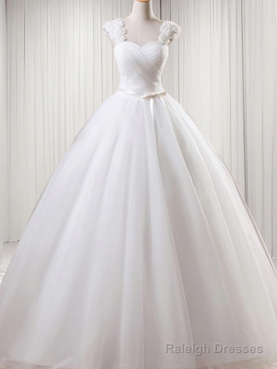 Ball-Gown Square Ruffles Floor-Length Tulle Wedding Dress