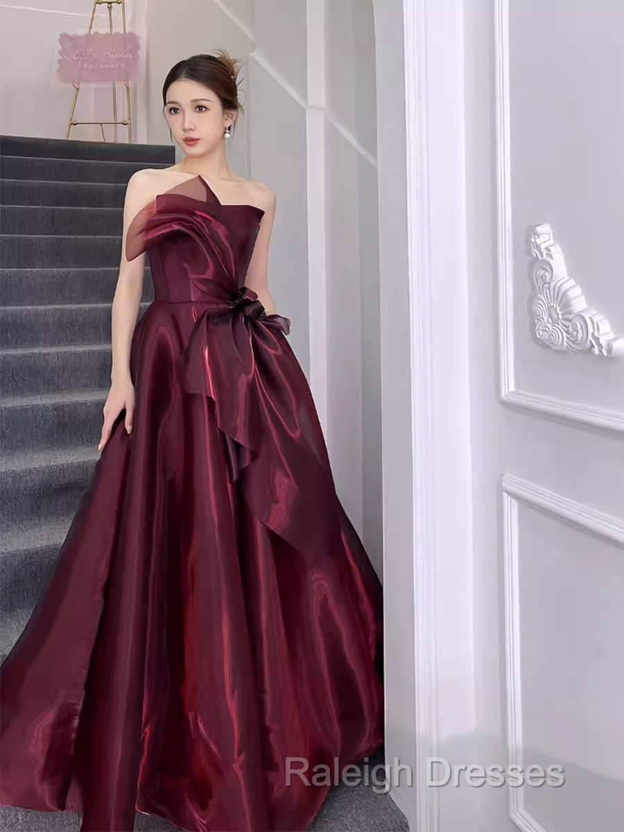 Ball Gown Strapless Burgundy Organza Prom Dresses Evening Dress Secondary image
