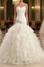 Ball-Gown Strapless Chapel  Wedding Dress White Organza