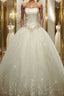 Ball Gown Strapless Floor Length Tulle Wedding Dress With Rhinestone