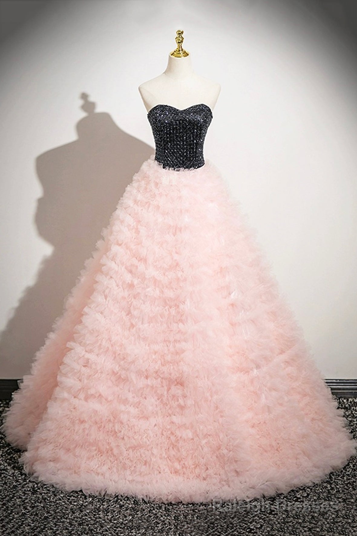 Ball Gown Strapless Pink Tulle Long Prom Dress, Beautiful Sweet 16 Dress Main image