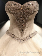 Ball Gown Sweetheart Cathedral Train Tulle Wedding Dress With Sequin