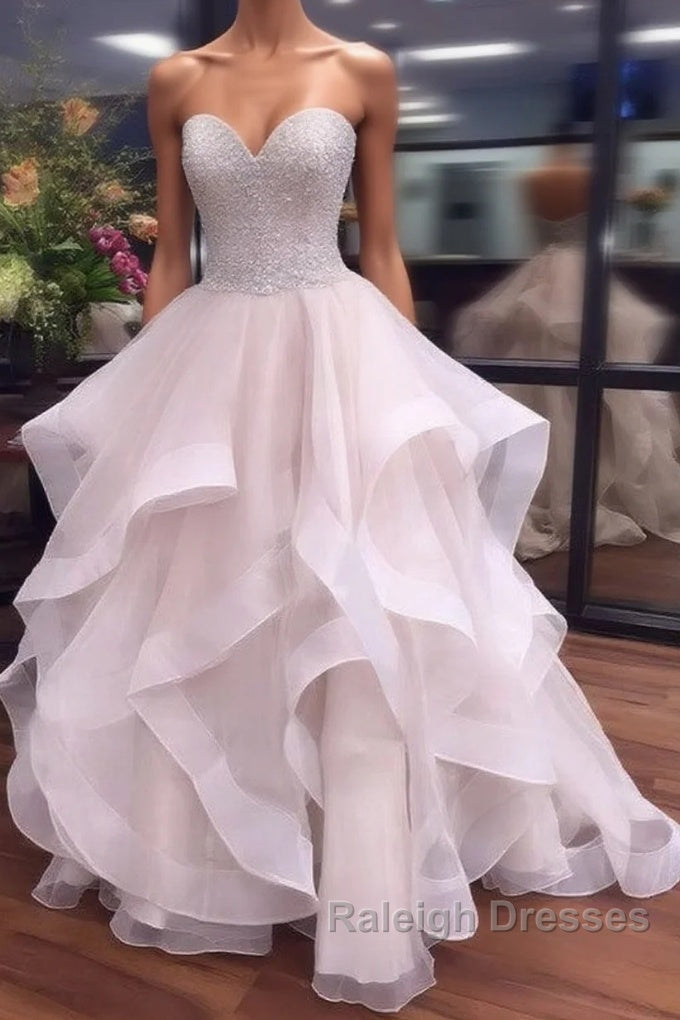 Ball Gown Sweetheart Organza Floor-length Beading Prom Dress Main image