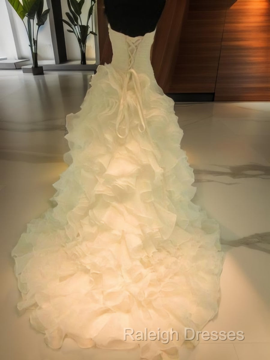 Ball-Gown Sweetheart Ruffles Court Train Organza Wedding Dresses Secondary image