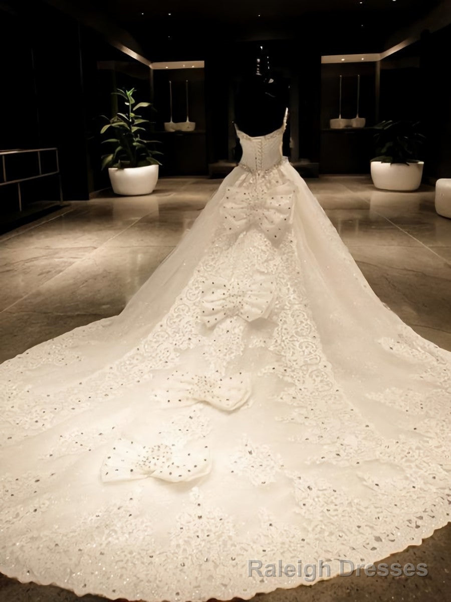 Ball-Gowns Sweetheart Sequin Cathedral Train Tulle Wedding Dress