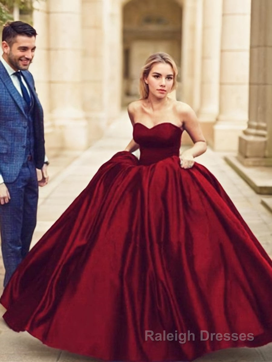 Ball Gowns Sweetheart Sweep Train Satin Prom Dresses
