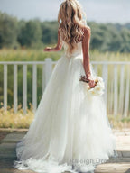 Ball Gowns Sweetheart Sweep Train Tulle Wedding Dresses