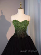 Ball Gown Sweetheart Tulle Black Prom Dresses Evening Dress
