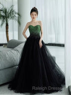 Ball Gown Sweetheart Tulle Black Prom Dresses Evening Dress