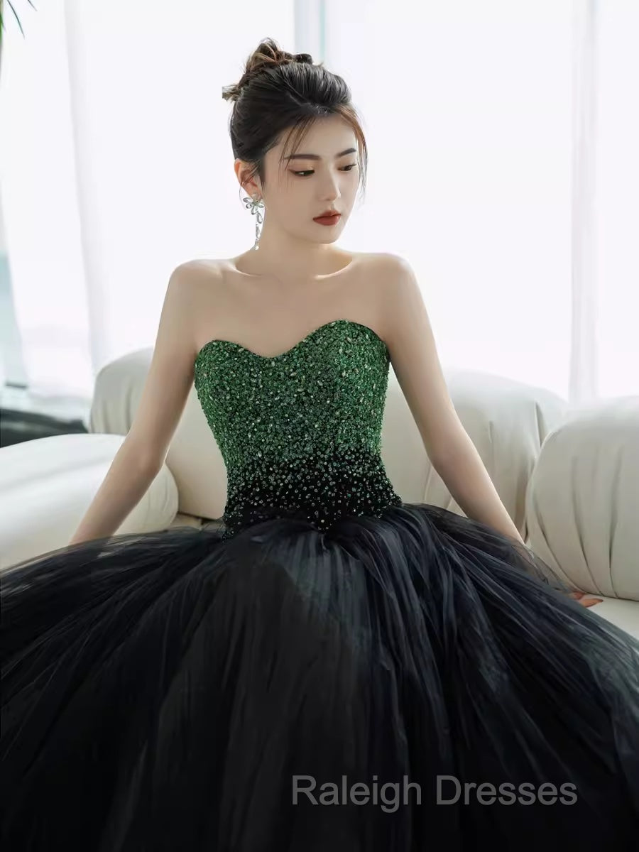 Ball Gown Sweetheart Tulle Black Prom Dresses Evening Dress