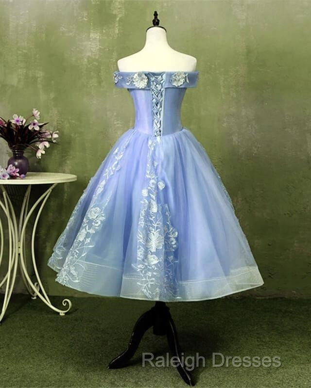 Ball Gown Tea Length Off The Shoulder Embroidery Dress Secondary image