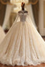 Ball Gown Tulle Sequins High Neck Wedding Dress