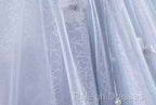 Ball-Gown Tulle Sweetheart Floor-Length Pearls Butterflies Quinceanera Dress with Appliqued