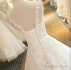 Ball Gown Tulle High Neck Wedding Dresses With Lace Applique