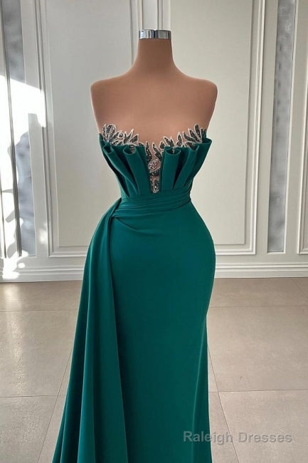 Ballbella Beautiful Dark Green Prom Dresses Long Prom Gown Strapless Mermaid